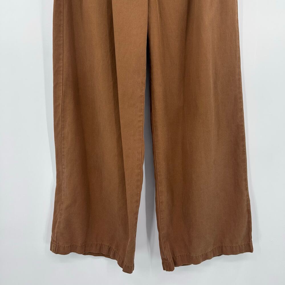 Madewell The Harlow Wide-Leg Pant Brown Lyocell Linen Blend High Rise Size 2 - Picture 6 of 12